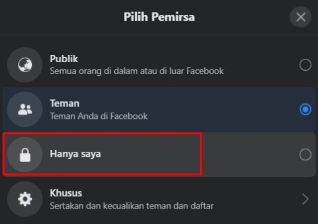 Cara menyembunyikan nomor telepon di Facebook - Pengaturan Privasi Hanya Saya